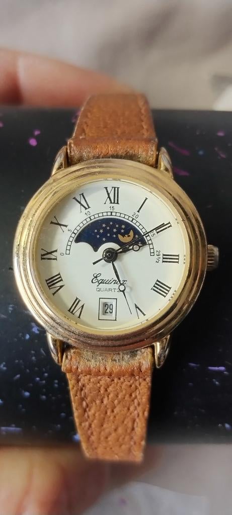 Vintage Equinox Quartz Horloge met Leren Bandje, Ophalen of Verzenden, Dames