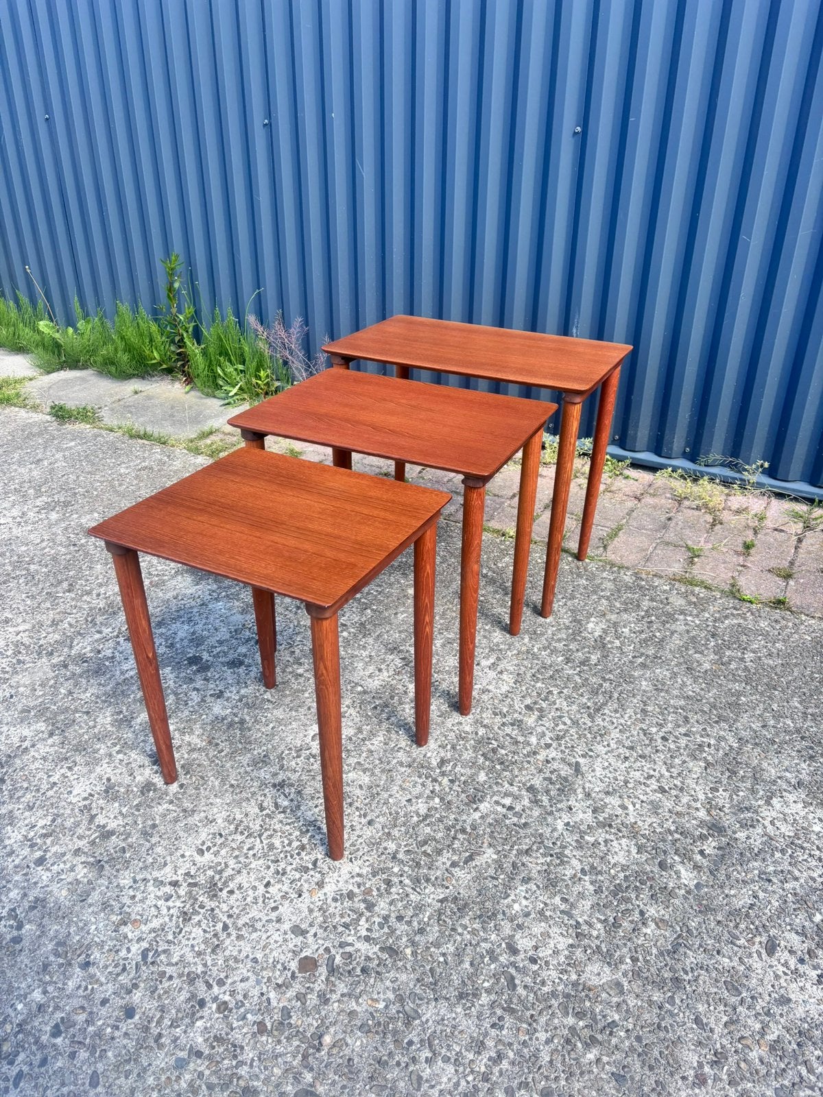Vintage teak nesting tafels deens salontafel, Ophalen, Gebruikt, 100 tot 150 cm, 50 tot 100 cm