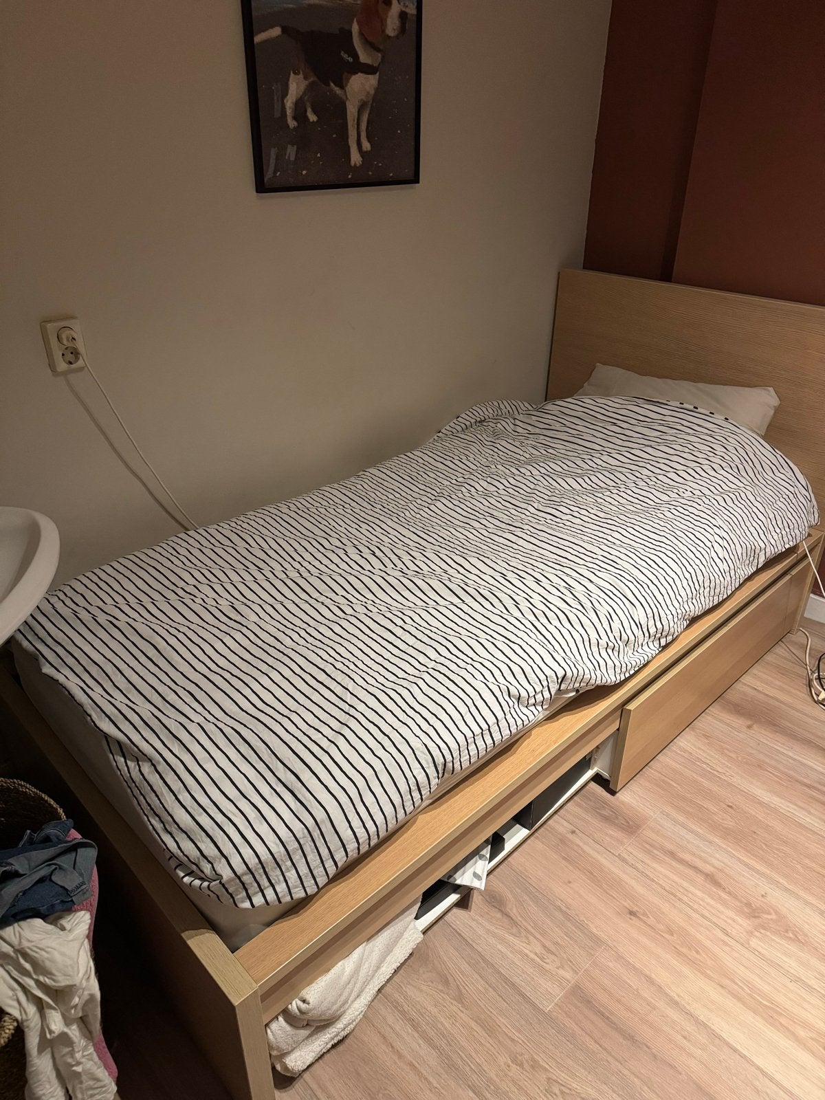 Gratis ophalen: Eenpersoonsbed met lades en matras, Ophalen, Gebruikt, 90 cm, 200 cm