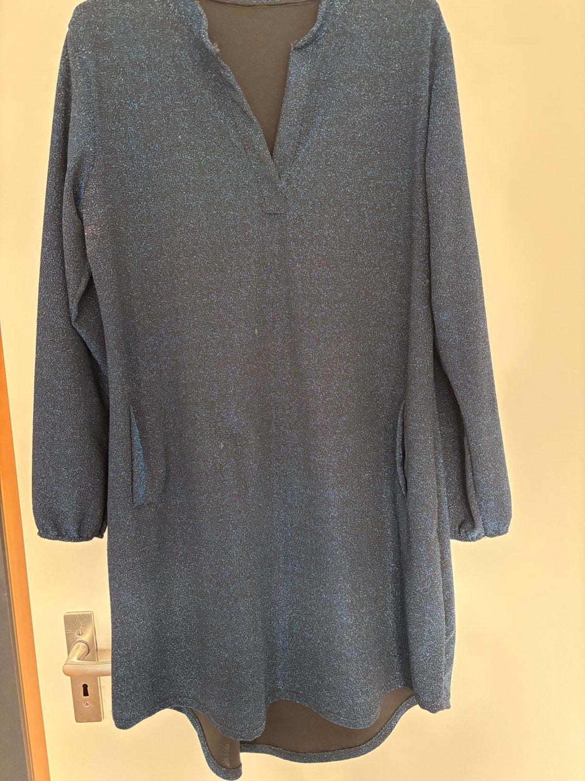 Donkerblauwe glitter tuniek/jurk, Ophalen of Verzenden, Zo goed als nieuw, Maat 46/48 (XL) of groter, Blauw