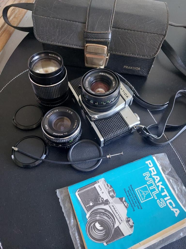 Praktica MTL3 Spiegelreflexcamera met 2 extra lenzen en tas, Ophalen, Gebruikt, Spiegelreflex, Overige Merken