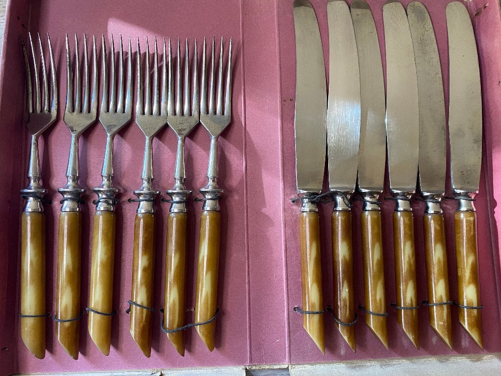 Antieke Art Deco bestekset Solingen (12-delig met doos), Antiek en Kunst, Ophalen of Verzenden
