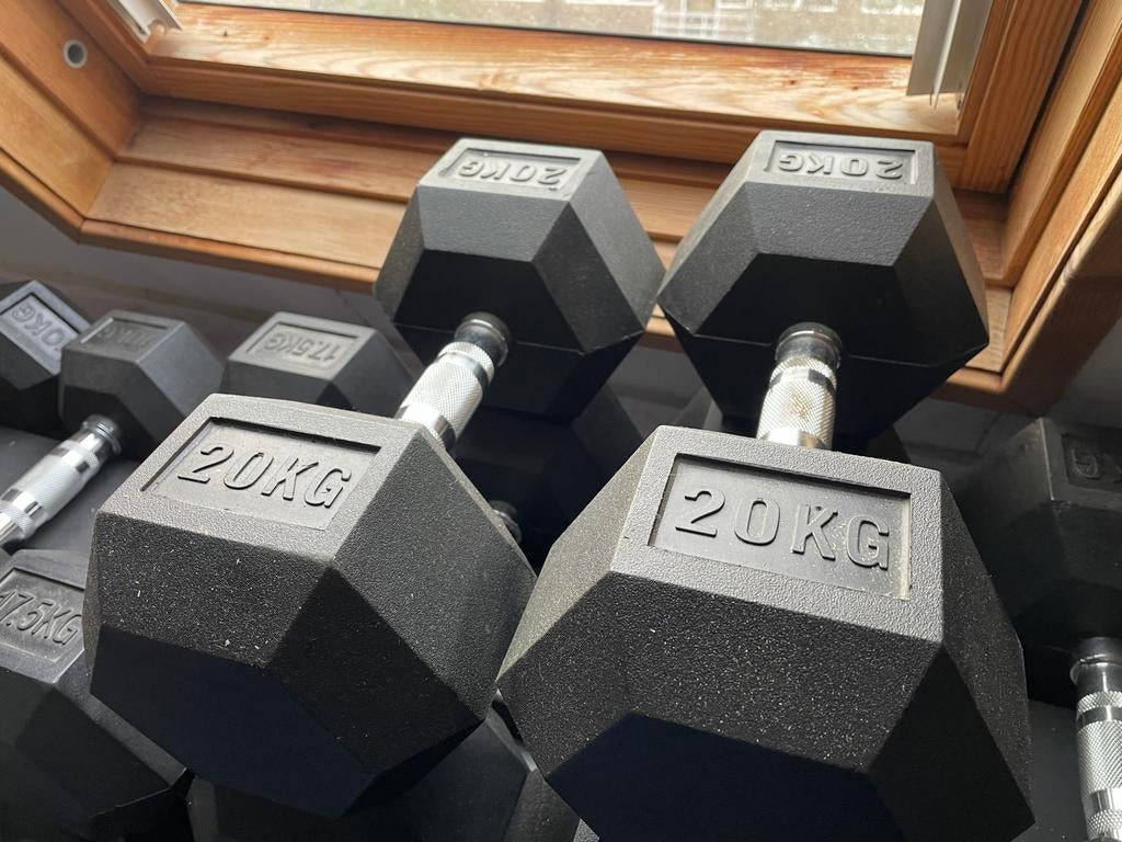 Hexa Dumbbell sets 10 - 17,5 - 20 - 22,5 - 25kg, Sport en Fitness, Fitnessmaterialen, Ophalen, Gebruikt, Armen, Dumbbell