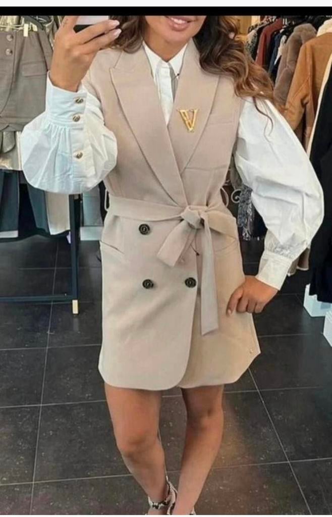 Beige JoshV, Josh V Sterrin gilet, jurkje, jurk in M, Maat 38/40 (M), Beige, Nieuw, Ophalen of Verzenden