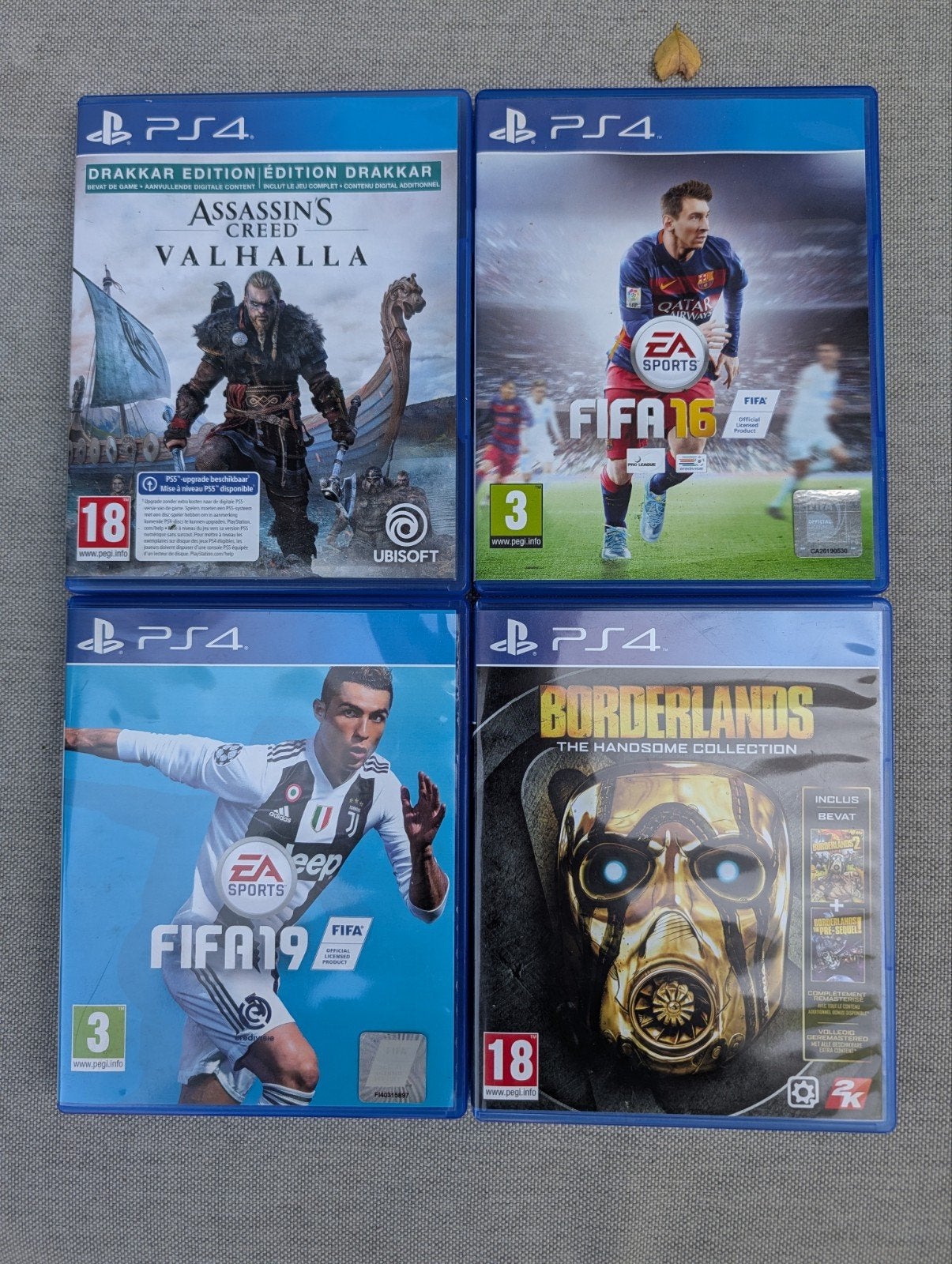 PS4 Games: AC Valhalla, FIFA 16, FIFA 19, Borderland, Gebruikt, Vanaf 18 jaar, Eén computer, 3 spelers of meer
