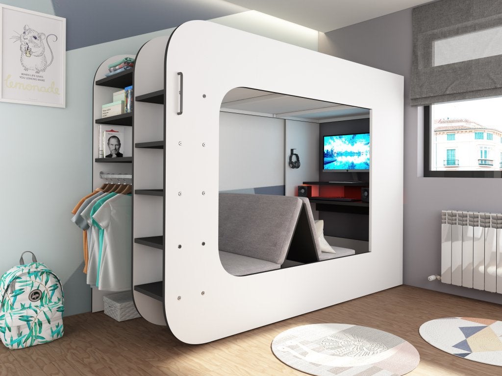 Mspace hoogslaper - 90x200 - Wit/antraciet, Niet ingevuld, Niet ingevuld, Niet ingevuld