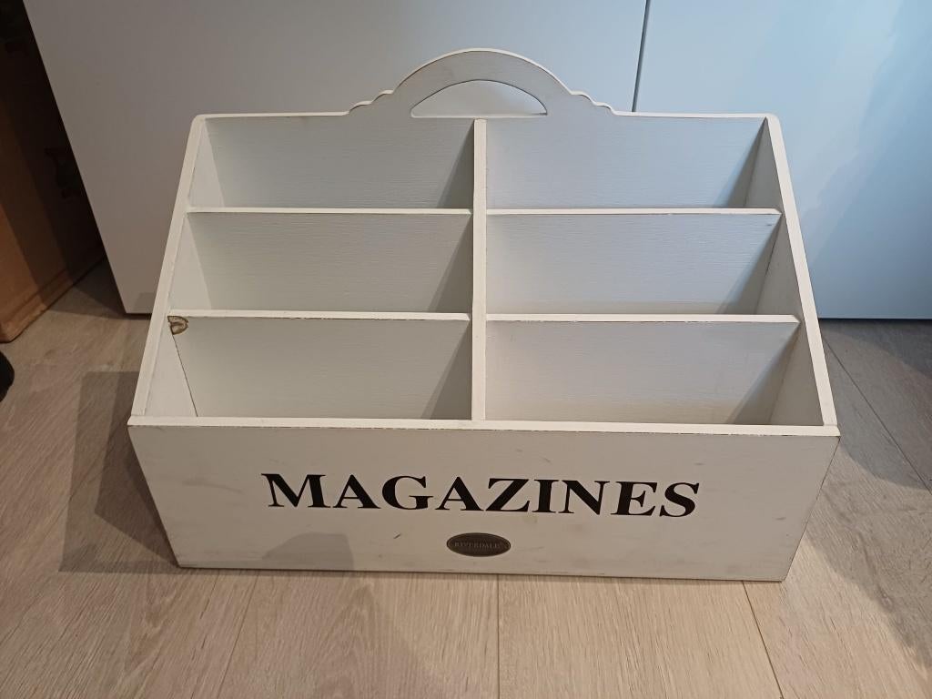 Riverdale houten tijdschriftenhouder, Huis en Inrichting, Woonaccessoires | Krantenbakken en Lectuurbakken, Ophalen, Gebruikt