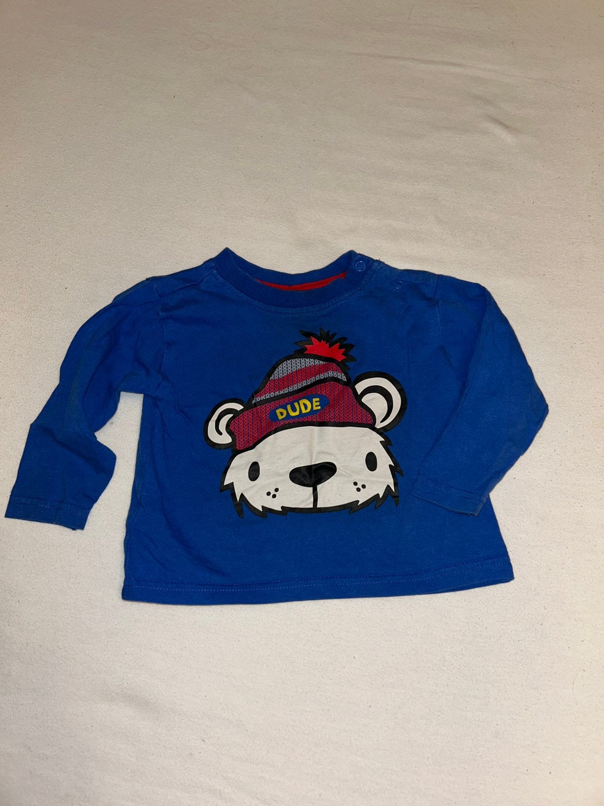 Leuk blauw shirtje maat 80, Kinderen en Baby's, Babykleding | Maat 80, Ophalen of Verzenden, Zo goed als nieuw, Shirtje of Longsleeve