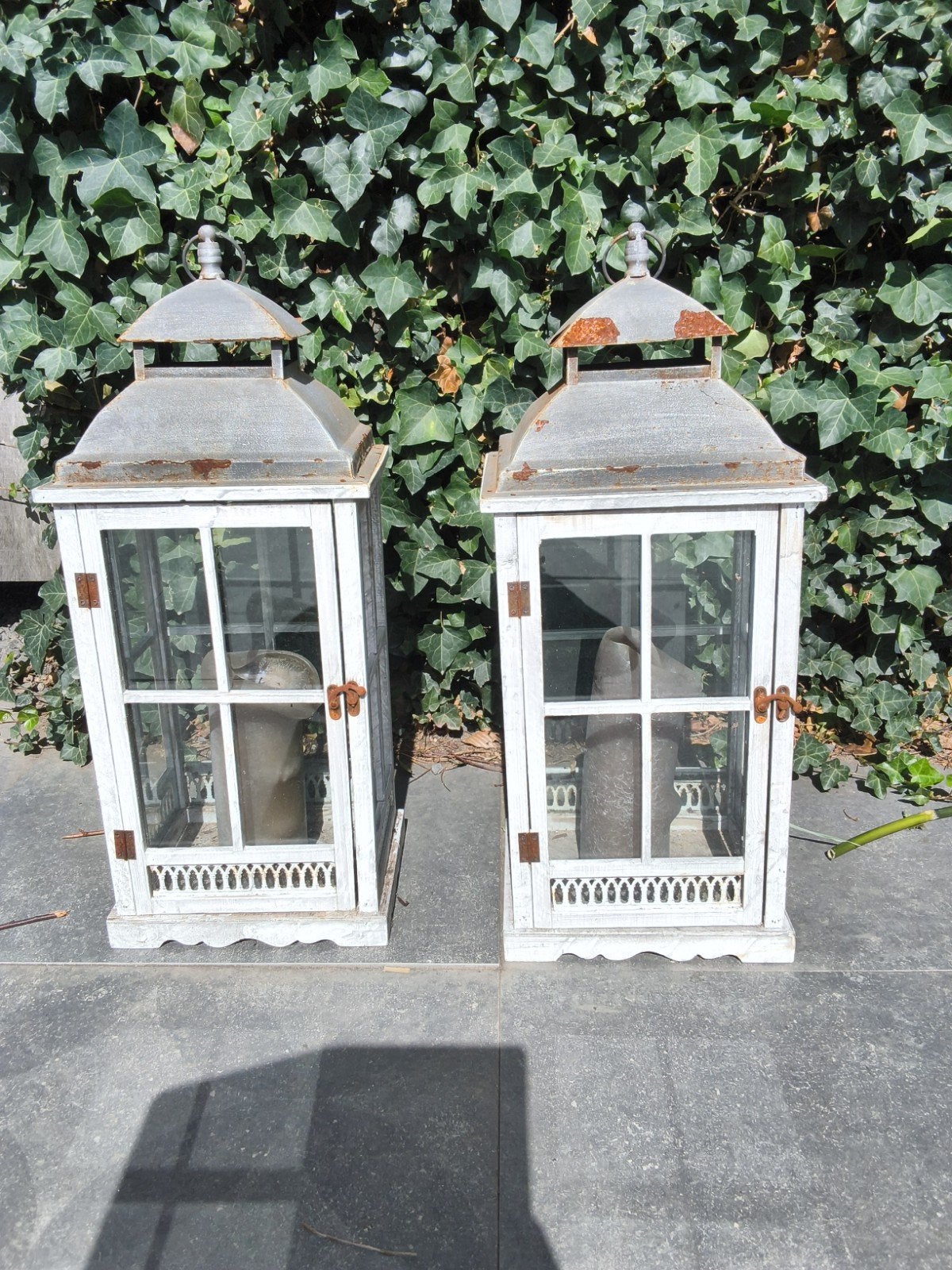 Set van 2 buitenlantaarns met stalen frame - 75 cm hoog, Ophalen