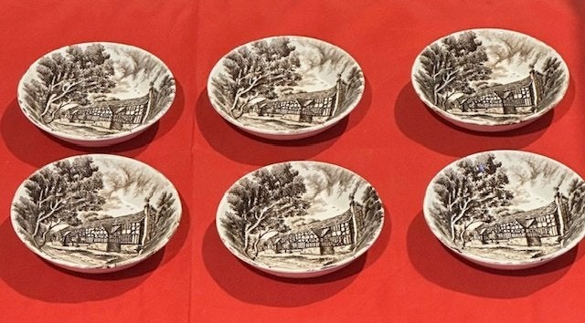 6x schaaltje/theetip Grindley - English Country Inns - bruin, Ophalen, Gebruikt, Overige typen, Overige stijlen