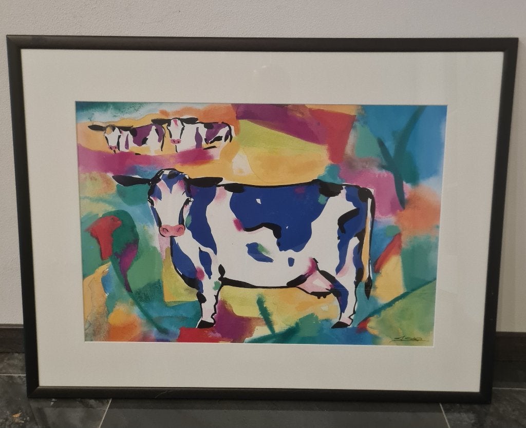 Schilderij, Ophalen, Dieren, Overige materialen, Gesigneerd