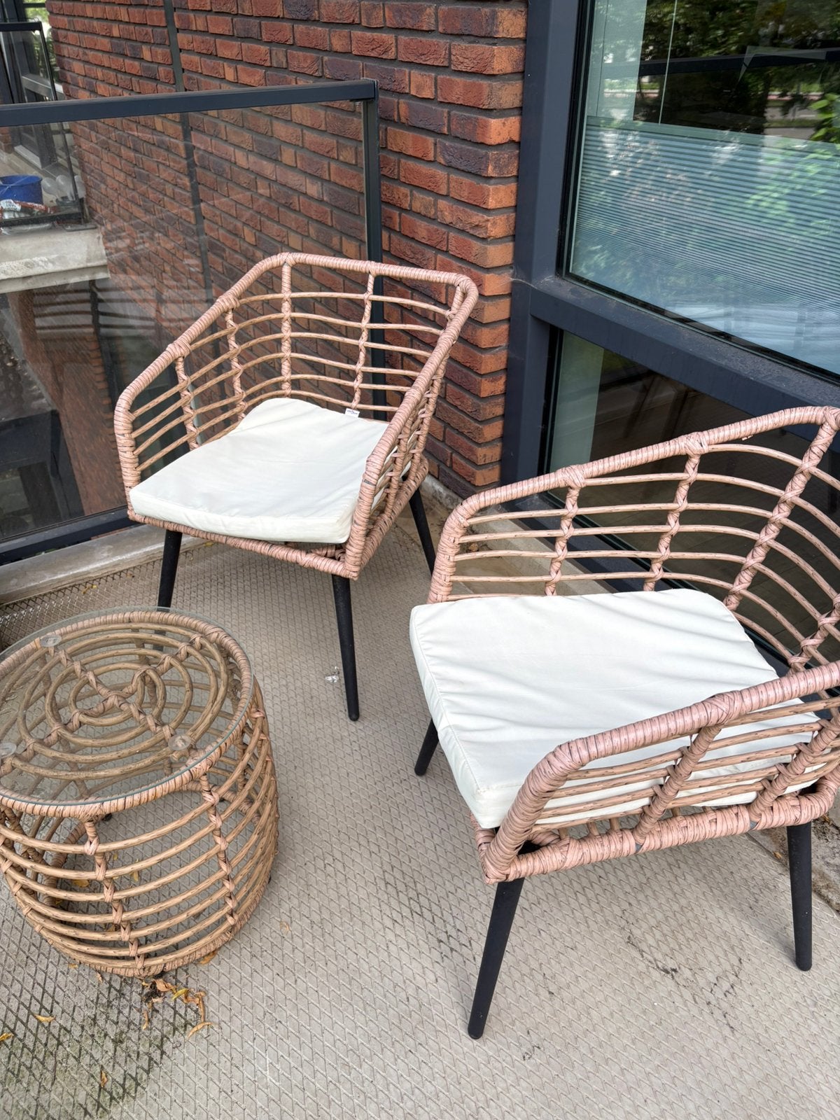 Tuin/balkon set te koop, driedelig, Ophalen, Zo goed als nieuw, Rotan