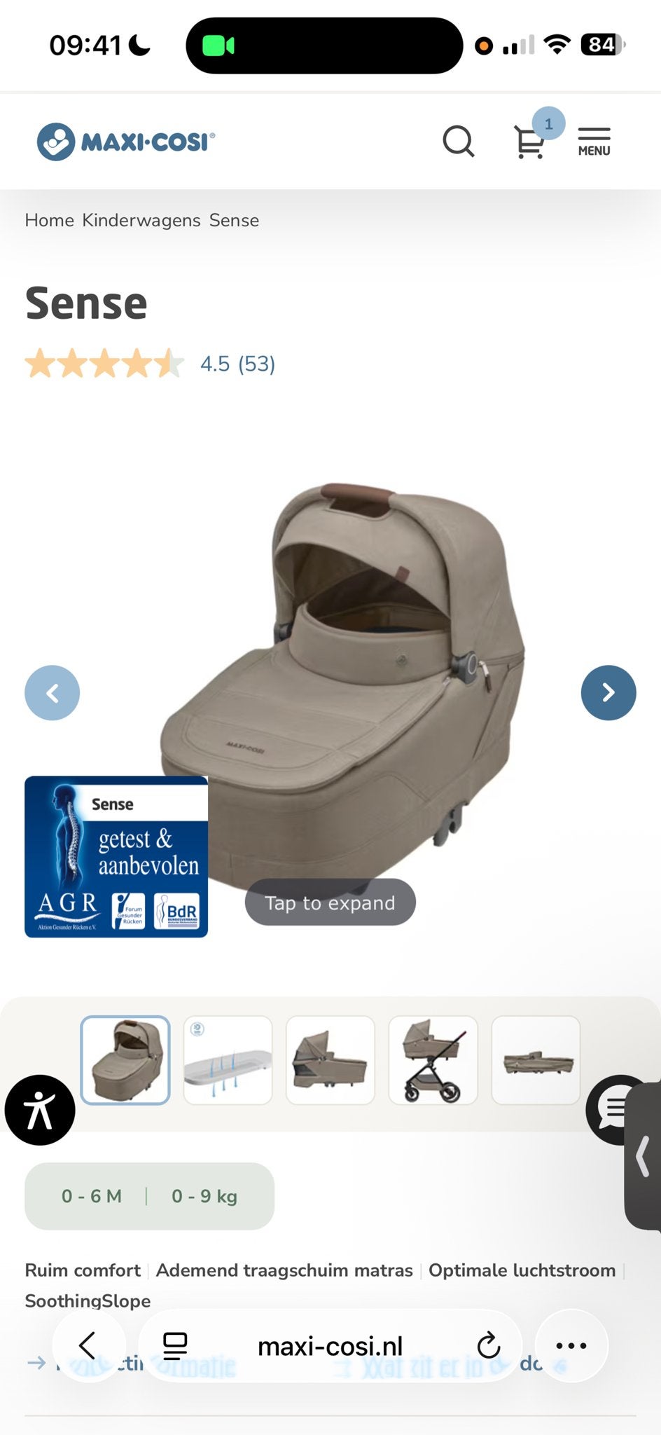 Maxi-Cosi Sense Reiswieg - Zo goed als nieuw, Zo goed als nieuw, Met reiswieg, Maxi-Cosi, Ophalen