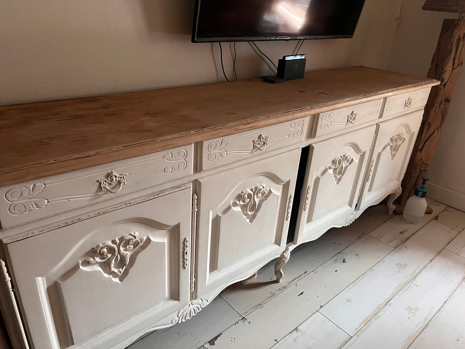 Barok dressoire wit hout 2.34x1.05 cm, Huis en Inrichting, Ophalen, Zo goed als nieuw, 25 tot 50 cm