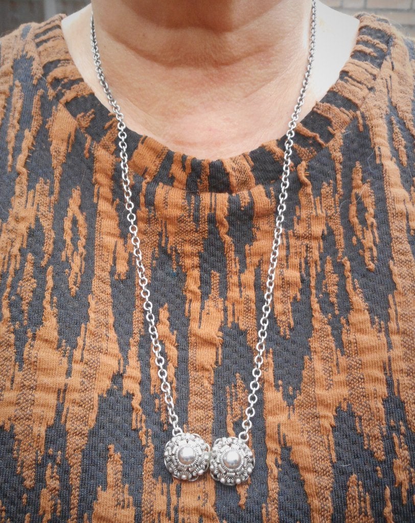 Zilveren antieke jasseron ketting met Zeeuwse knoppen nr.327, Sieraden, Tassen en Uiterlijk, Antieke sieraden, Verzenden, Zilver