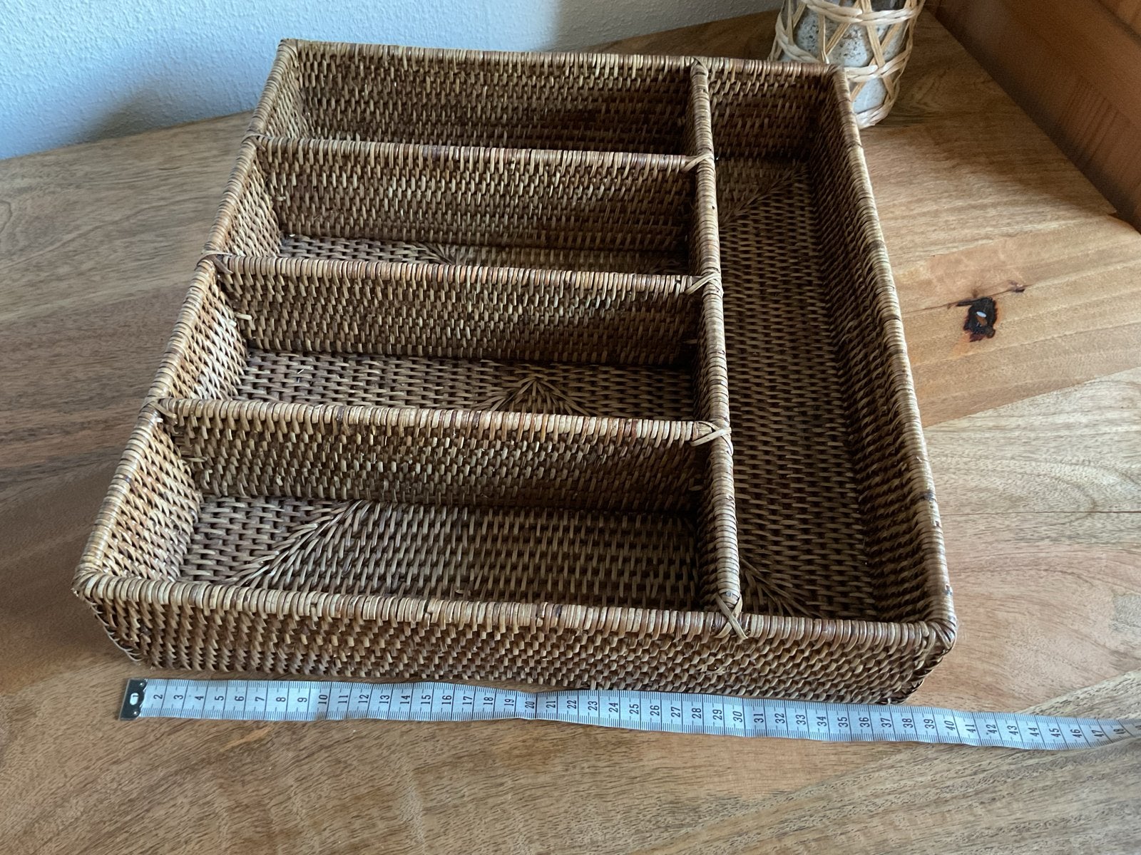 Birma riet /Rotan opbergers en bestekbak - set van 4, Huis en Inrichting, Gebruikt, Ophalen of Verzenden, Landelijk, Natuurlijk materiaal