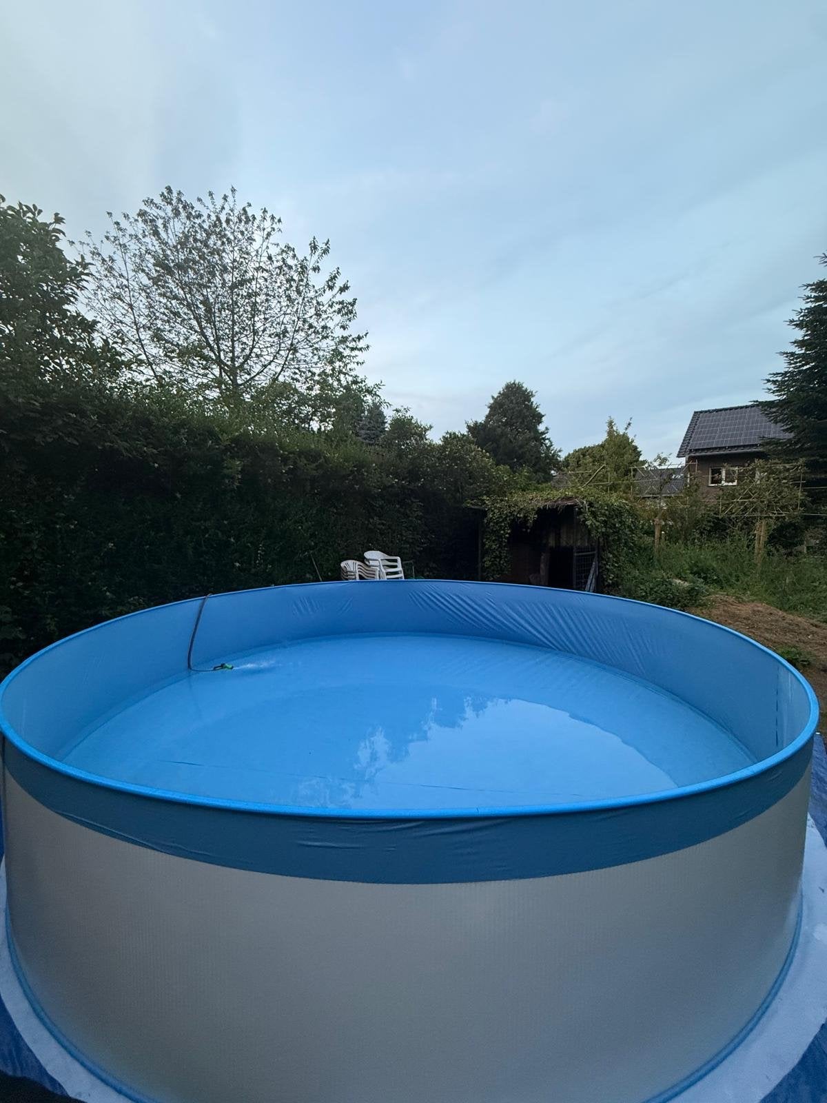 Stalen zwembad 4,50 meter / 90 cm hoog (1 jaar oud)., Ophalen, Gebruikt, 80 tot 120 cm, Rond