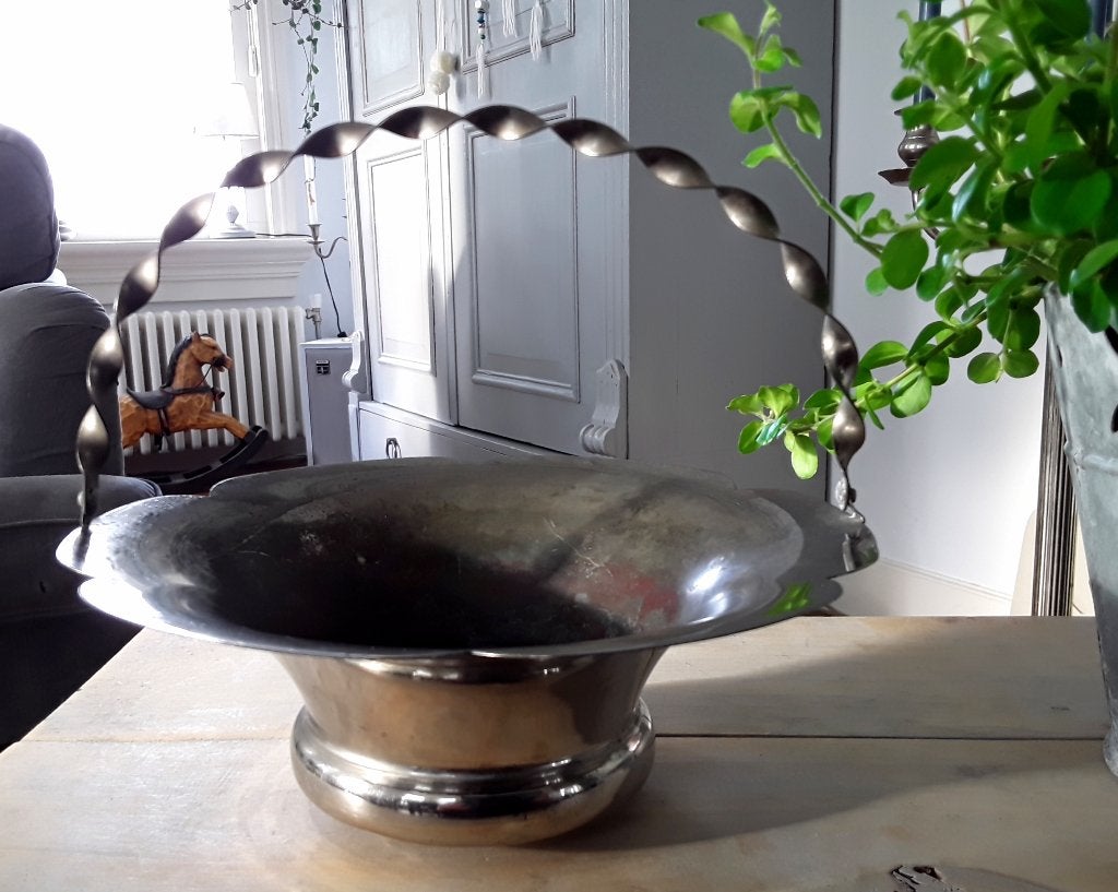 Oud schaaltje - mandje met hengsel (verzilverd - silverplate, Ophalen of Verzenden