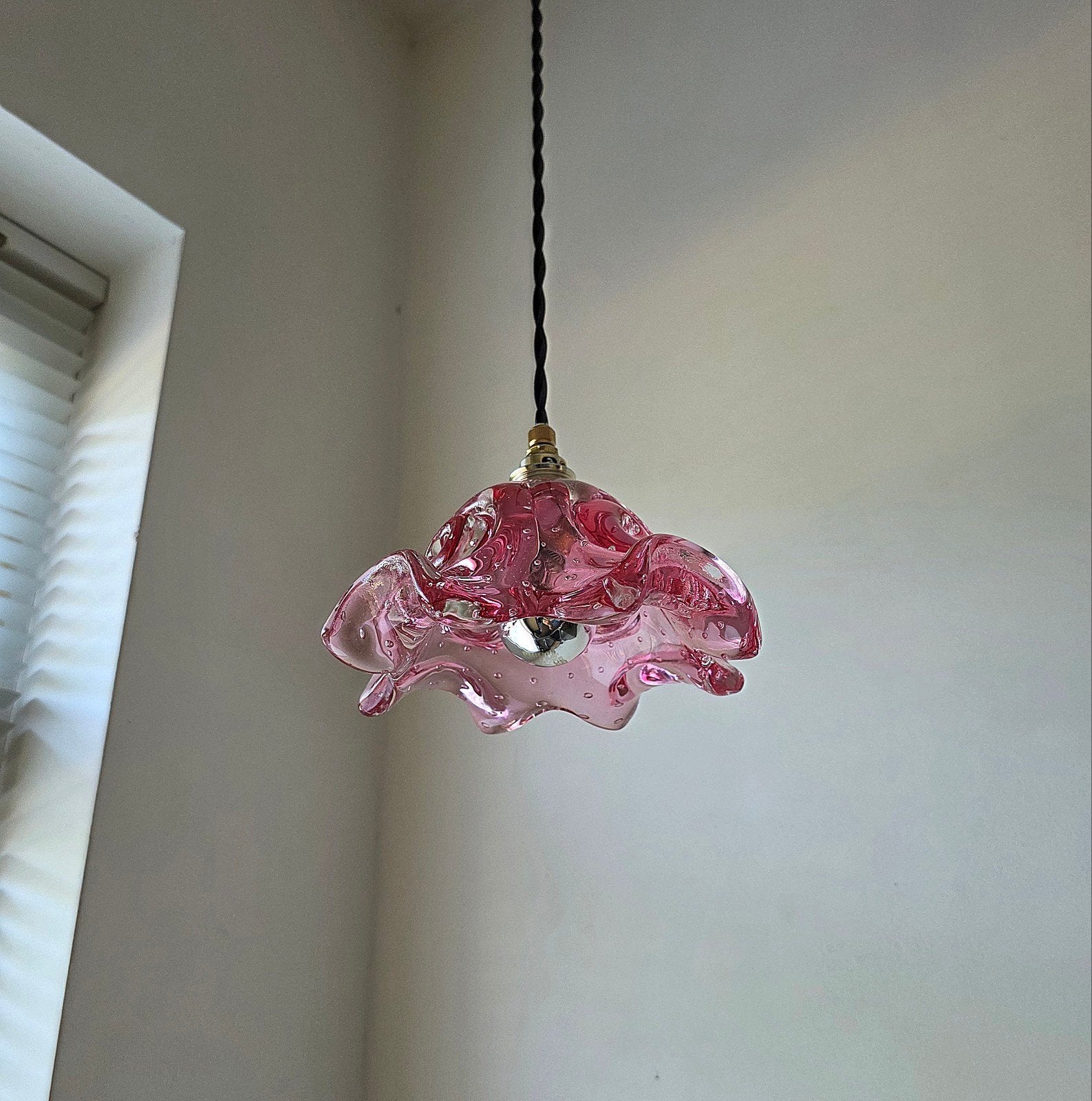 Vintage Murano glazen hanglamp., Ophalen of Verzenden