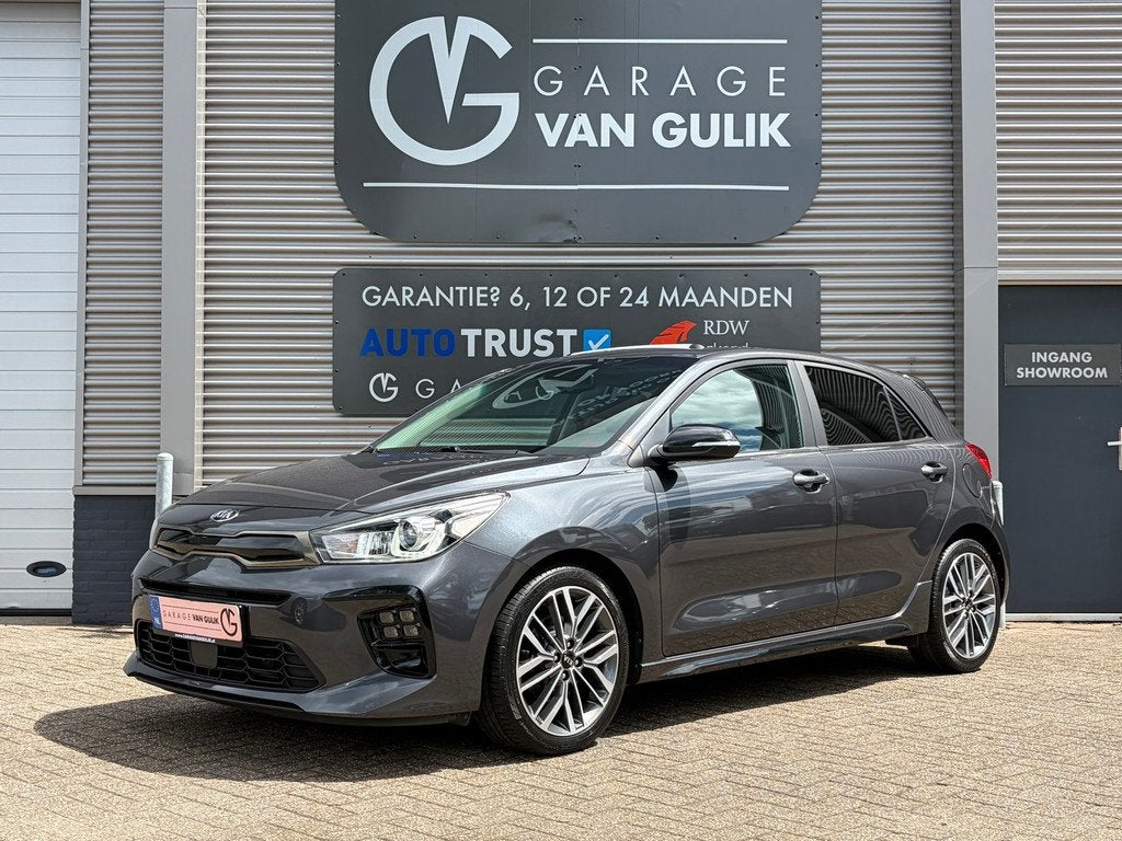 Kia Rio 1.0 TGDI GT-Line 120PK Automaat,Trekhaak,Panodak,Nav, Auto's, Kia, 450 kg, Gebruikt, Leder en Stof, 1110 kg