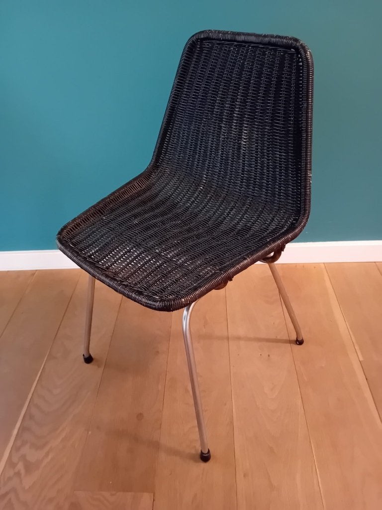 Dutch design Dirk van Sliedregt pitriet stoelen, Ophalen, Gebruikt, Drie, Zwart