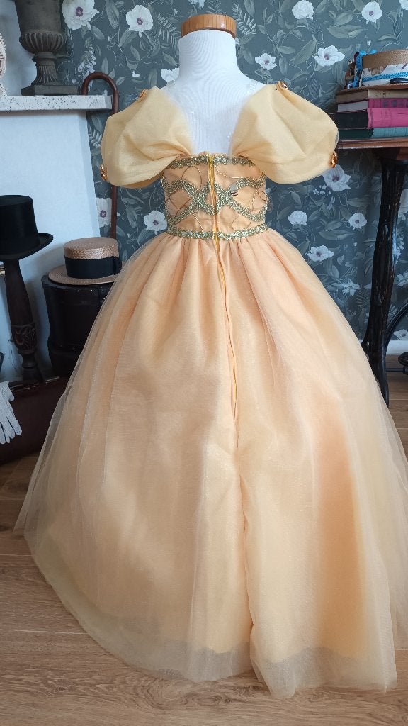Prinsessen jurk kbelle geel taft tule hoepelrok, Ophalen of Verzenden, Nieuw, 104 of kleiner, Meisje