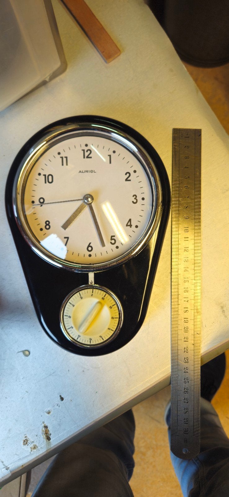 Retro Auriol klok met timer - Zwart, Huis en Inrichting, Auriol, Analoog, Werkt op batterijen, Ophalen of Verzenden