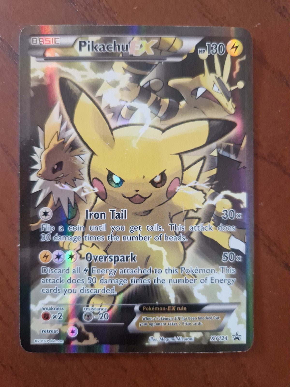 Pikachu EX XY124 Pokémon Kaart, Ophalen of Verzenden, Zo goed als nieuw, Losse kaart, Foil