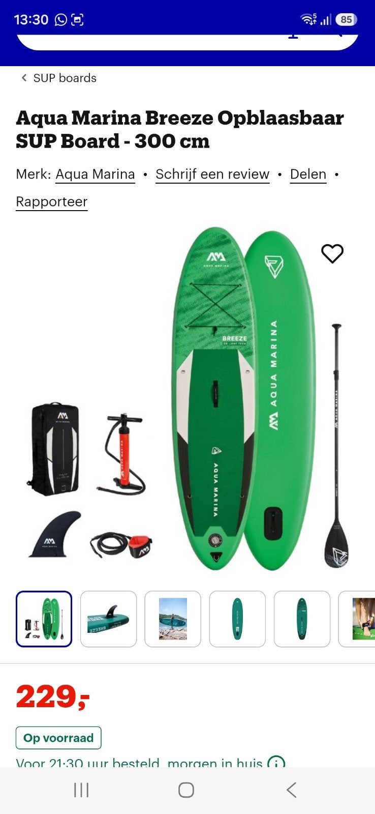 Aqua Marina breeze sup board zonder pomp 1 stuk, Ophalen, SUP-boards