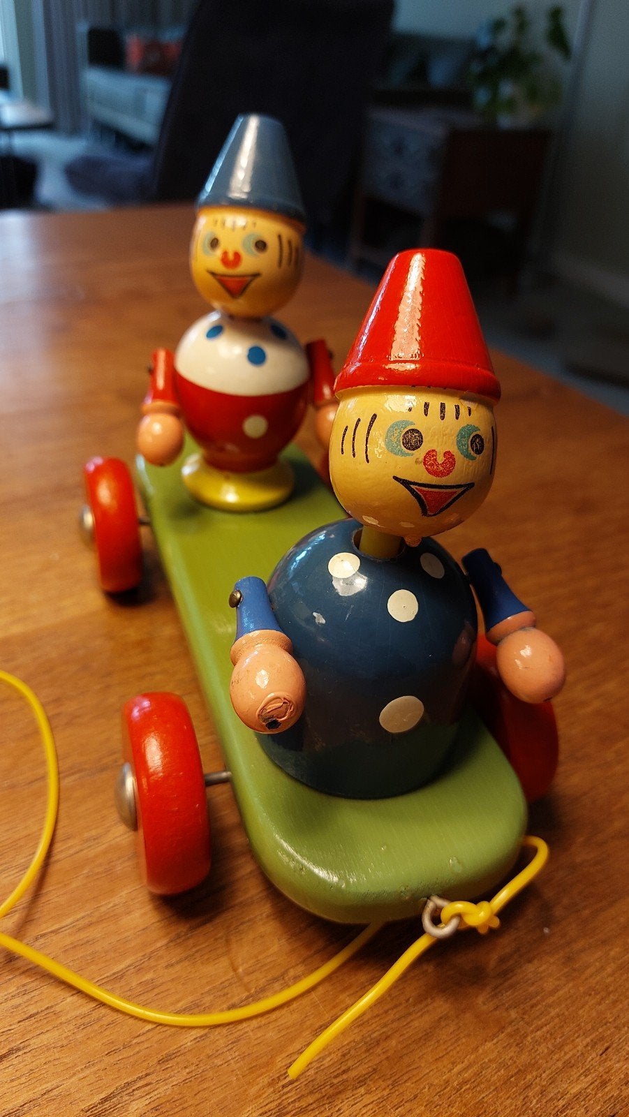 Vintage Houten Trekspeelgoed Jaren '50/'60 - Twee Figuurtjes, Ophalen of Verzenden, Gebruikt, Duw- of Trekspeelgoed