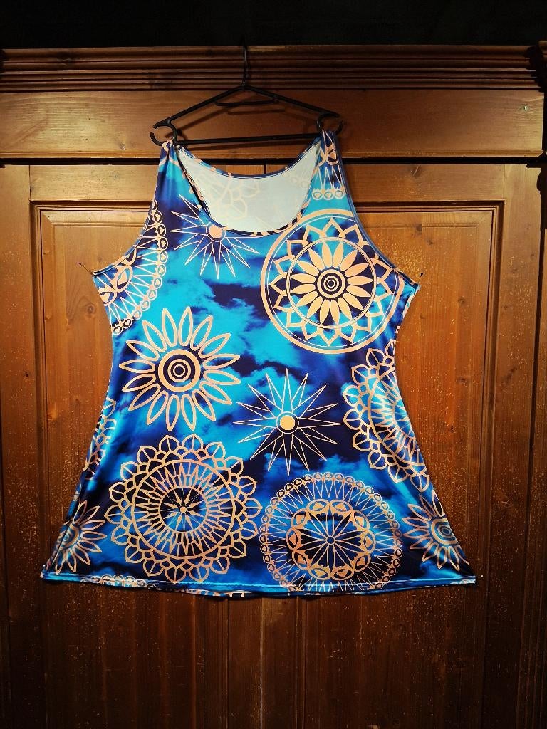 Boho Zomerjurkje met mandala print 48-50, Kleding | Dames, Grote Maten, Ophalen of Verzenden, Zo goed als nieuw, Blauw, Jurk