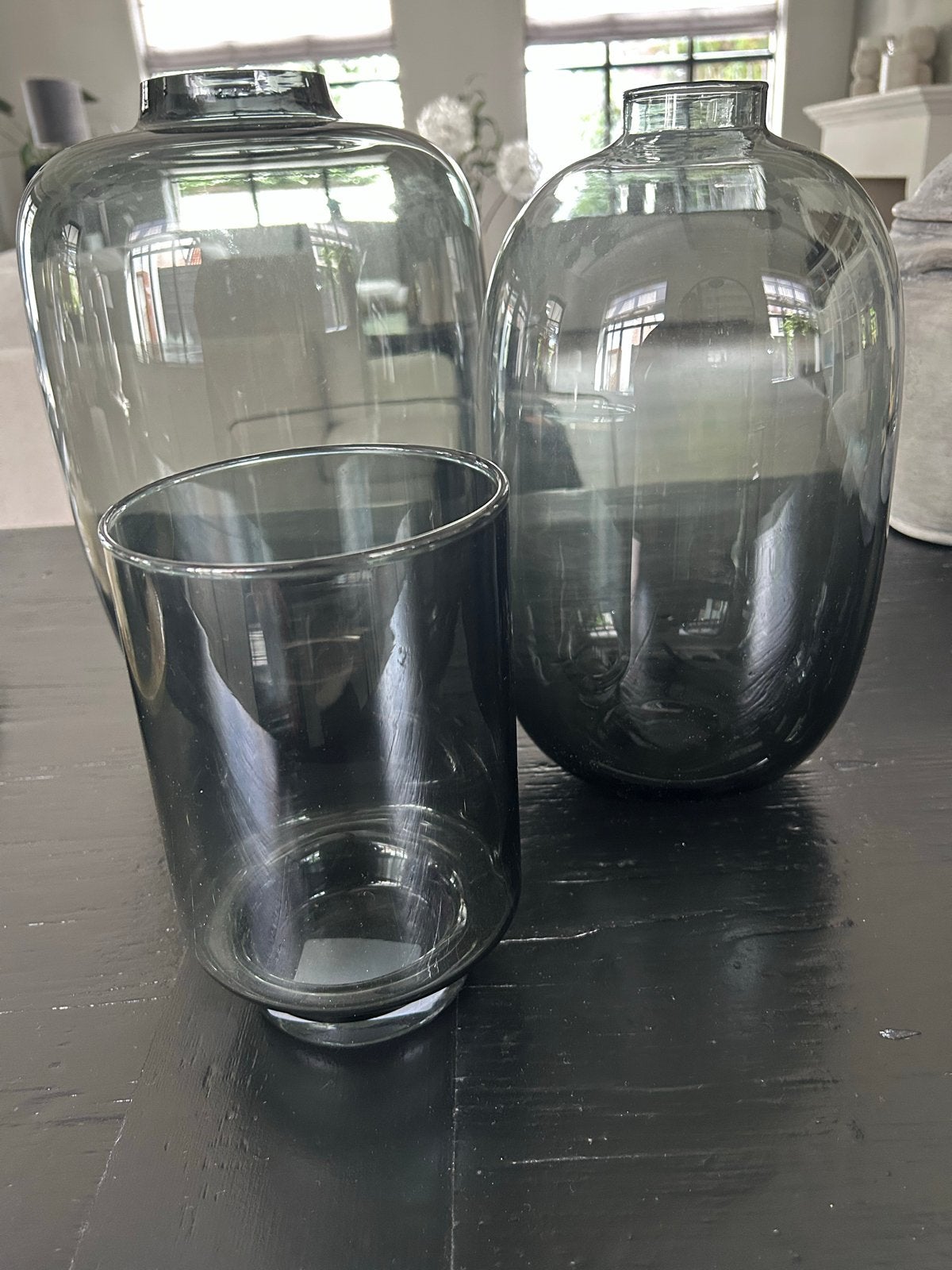 Set van 3 glazen vazen/windlichten nieuw!, Ophalen