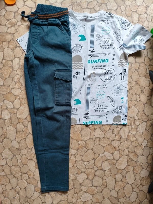 DPaM pants + Reserved T-shirt – size 146–152, Kinderen en Baby's, Broek, Reserved, Gebruikt, Ophalen of Verzenden