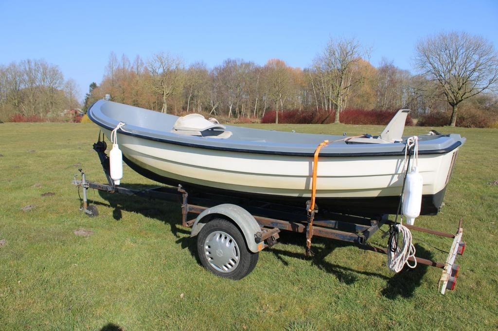 Stabiele polyester roeiboot met trailer, Watersport en Boten, Rubberboten, Gebruikt, Overige merken, Overige materialen, Minder dan 70 pk
