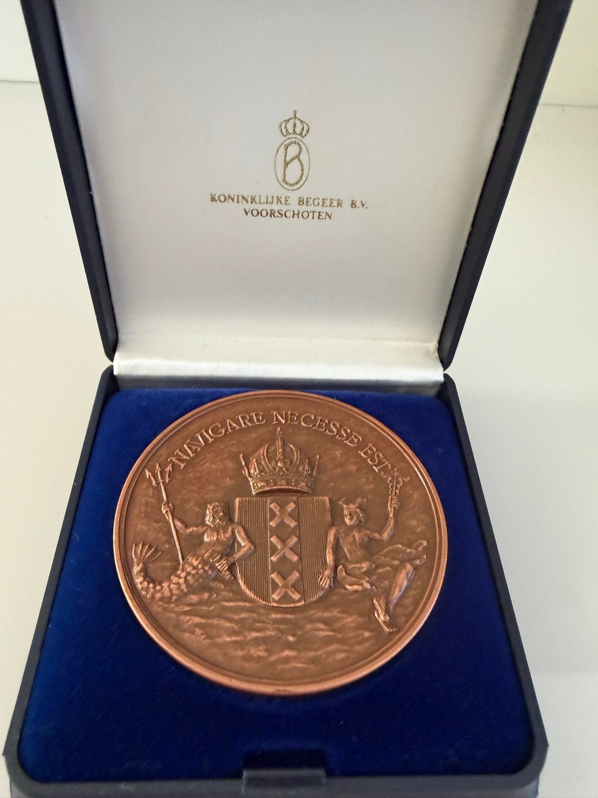 Bronzen Penning KNSM Amsterdam 1981 - Eric van den Boom, Ophalen of Verzenden, Brons, Nederland