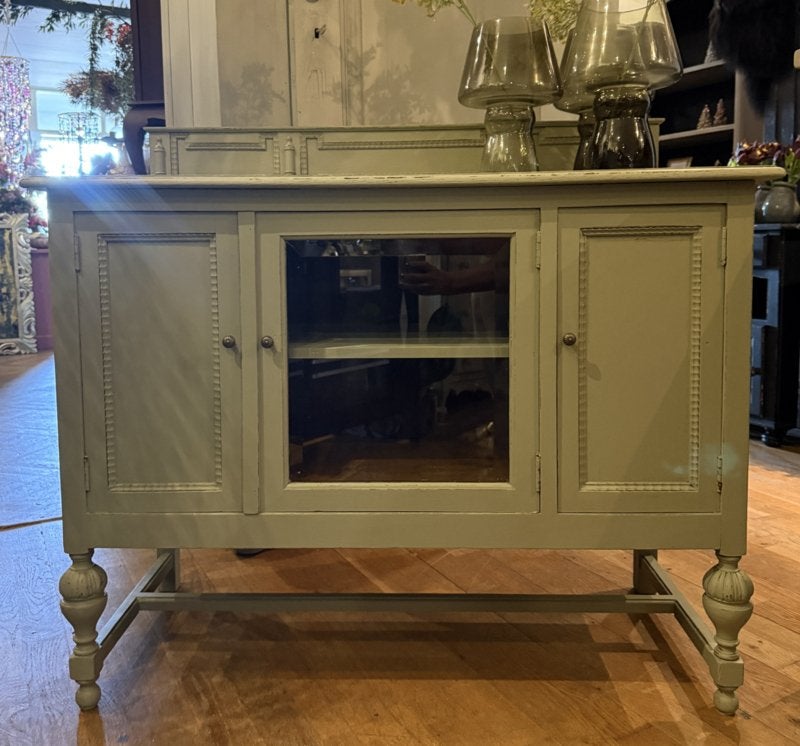 Vintage theemeubel, oud klein dressoir, brocante kastje VdlM, Ophalen, 100 tot 150 cm, Zo goed als nieuw, Minder dan 100 cm
