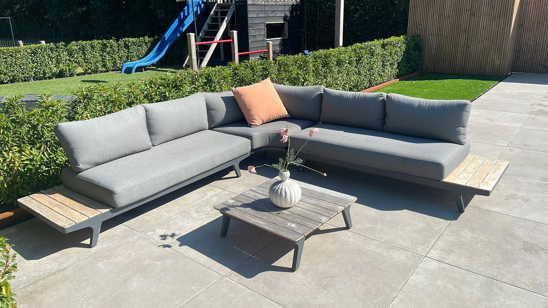 Lounge set antraciet, Tuin en Terras, Tuinsets en Loungesets, Ophalen, 6 zitplaatsen, Aluminium, Zo goed als nieuw