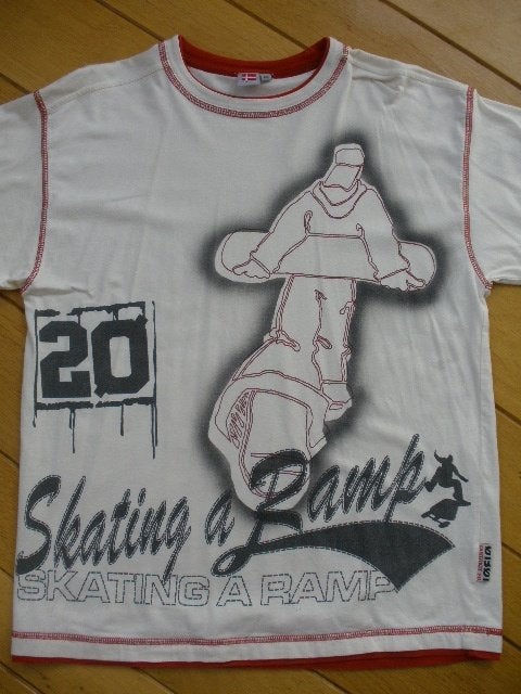 OIBOI skate shirt ecru rood maat 152, Meisje, Oiboi, Ophalen of Verzenden, Zo goed als nieuw