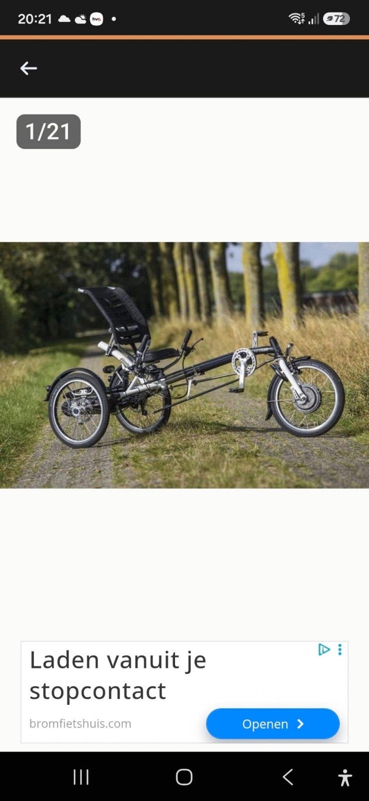 V Raam Easy sport Rider driewielerfiets met elektrische o, Ophalen, Zo goed als nieuw, Schijfrem, Van Raam