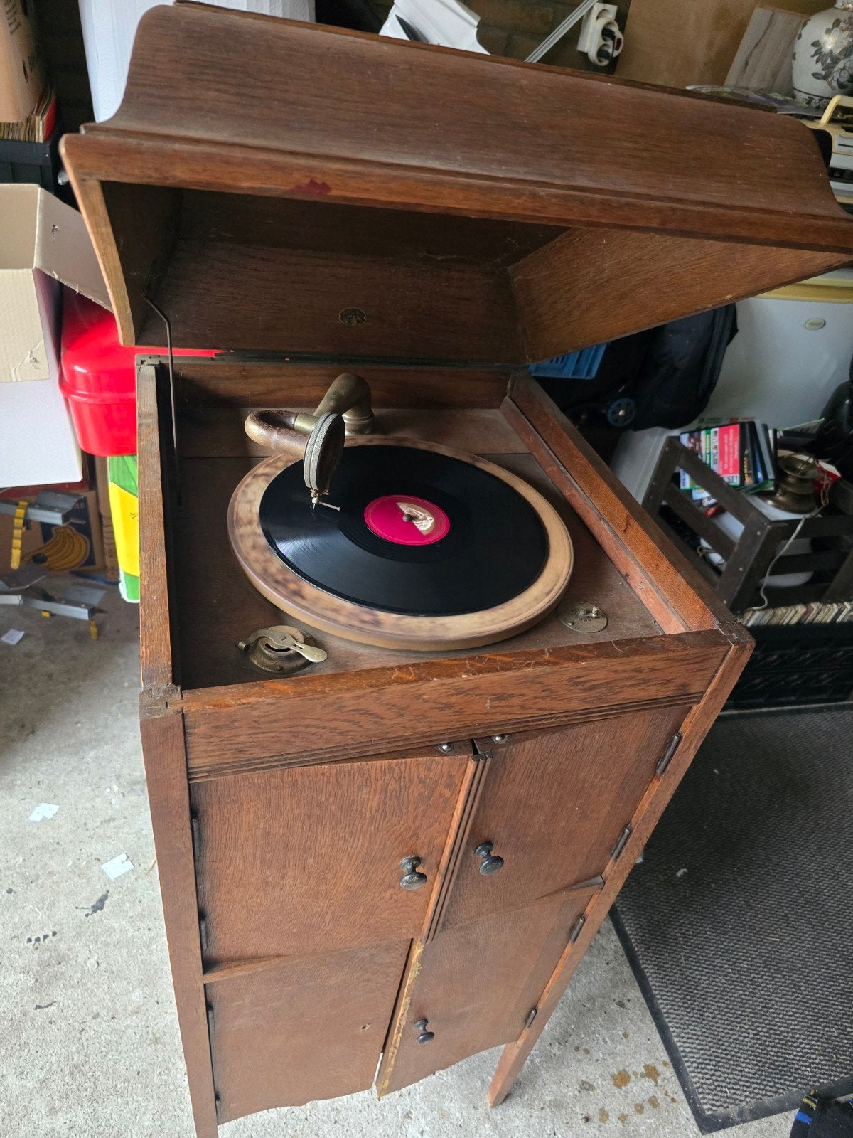 Antieke Holno Grammofoon met Platen - Werkend, Ophalen