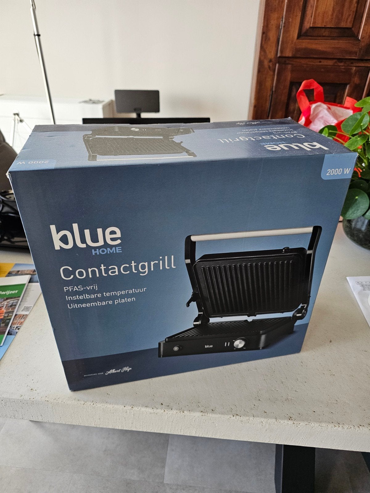 Blue Home Contactgrill 2000W - Nieuw in doos ALLEEN OPHALEN, Ophalen, Uitneembare platen, Nieuw