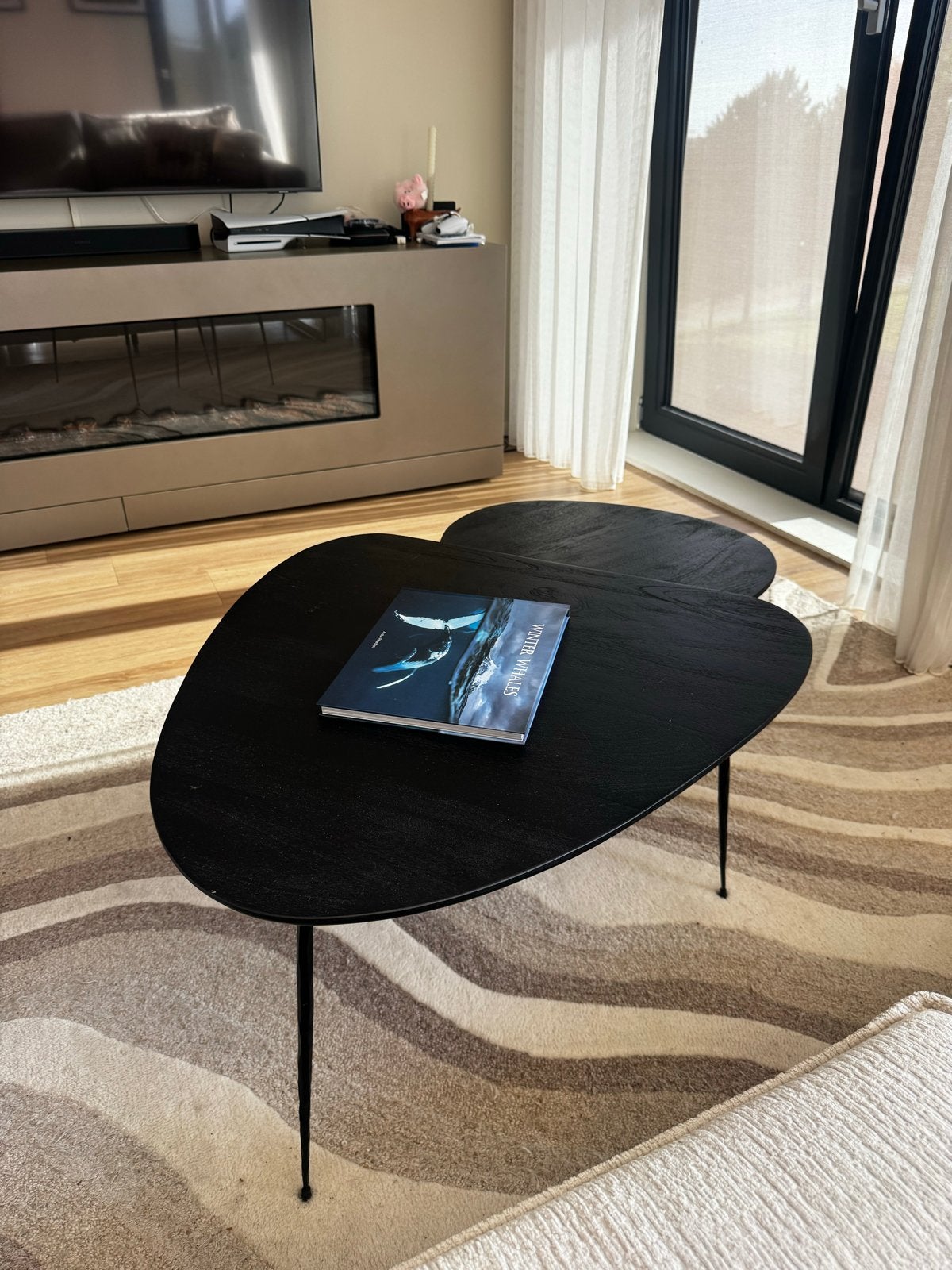 Set van 2 zwarte salon tafels - modern design, Ophalen, Gebruikt, 50 tot 100 cm, Overige vormen