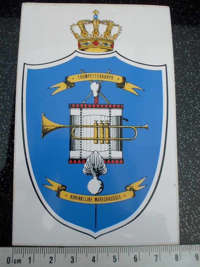 sticker trompetterkorps koninklijke marechaussee embleem, Verzamelen, Verzenden, Zo goed als nieuw, Bedrijf of Vereniging