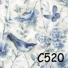 Servetten decoupage/b journal * vogel vlinder bloemen C520, Verzenden, Nieuw