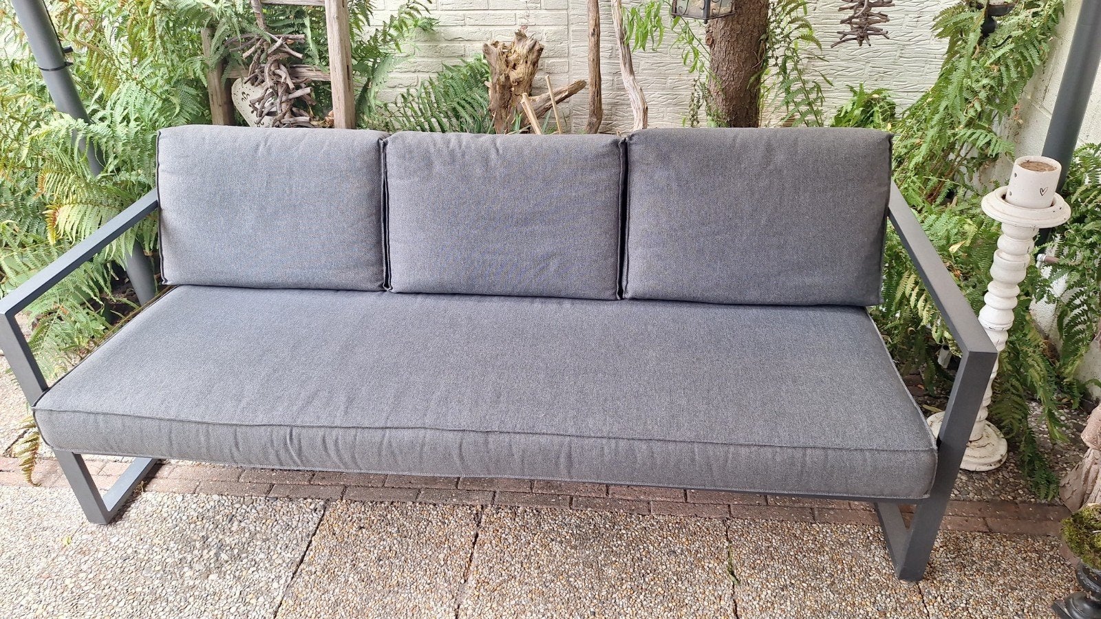 Aluminium tuinset: 3-zits bank en 2 comfortabele stoelen, Tuin en Terras, Tuinsets en Loungesets, Ophalen, Zo goed als nieuw, Aluminium