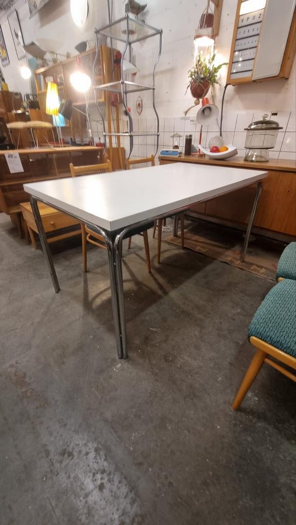 Vintage eettafel space age chroom buisframe, Ophalen, ,, ,, ,
