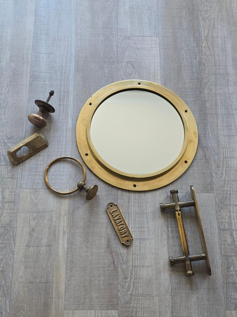 Antieke koperen nautische / maritieme (toilet) accessoires, Ophalen of Verzenden