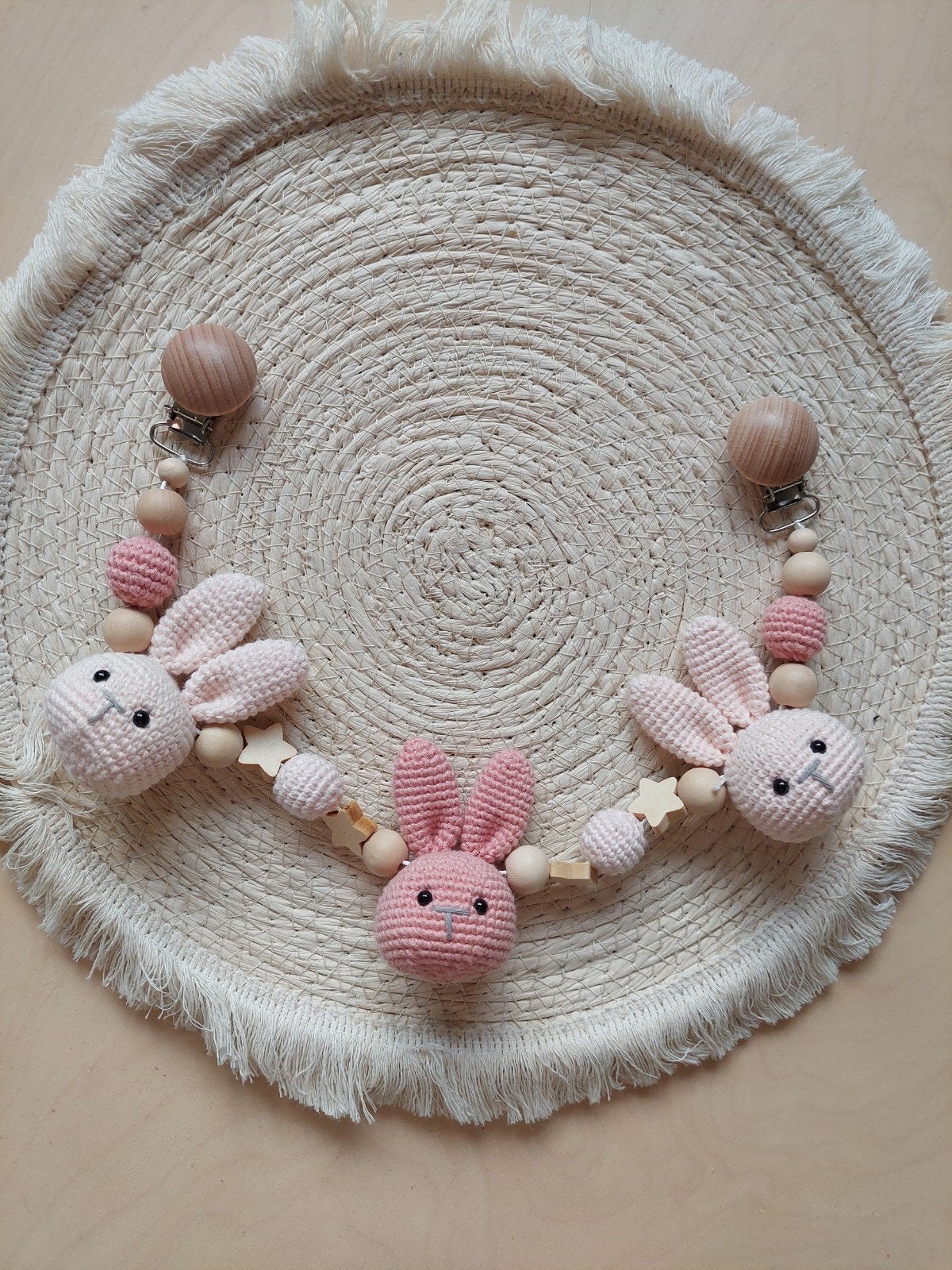 Handgemaakte wagenspanner met gehaakte figuurtjes | baby, Ophalen of Verzenden, Nieuw, Mobiel