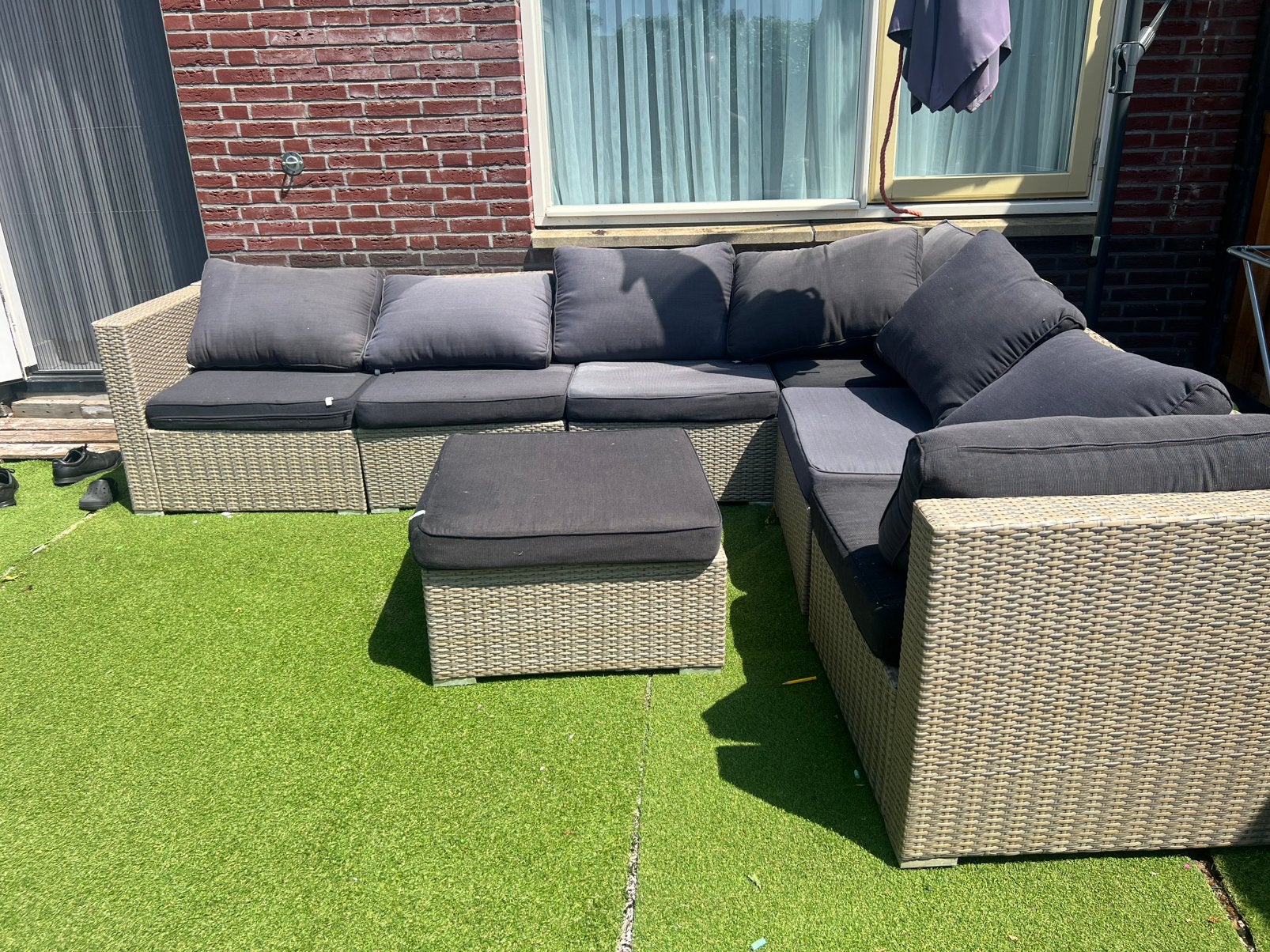 Wicker loungebank compleet., Ophalen of Verzenden