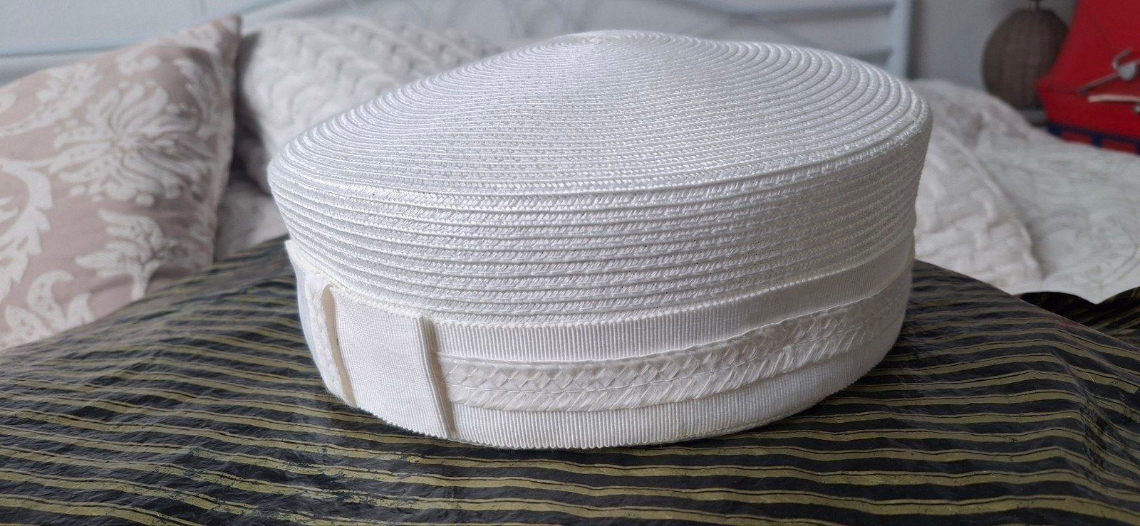 Complit by Marisa dop pillbox hoed wit stro, Hoed, Zo goed als nieuw, Complit, One size fits all